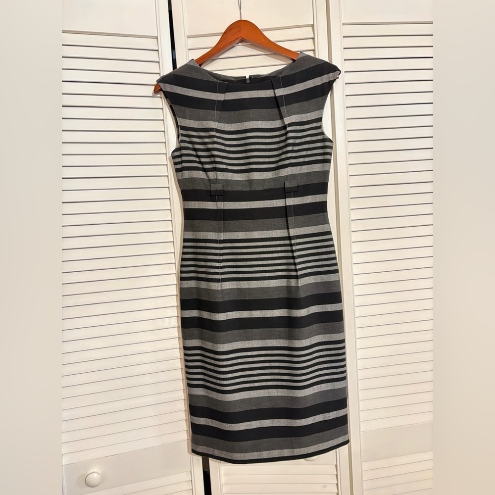 Calvin Klein Gray Striped Sheath Dress
